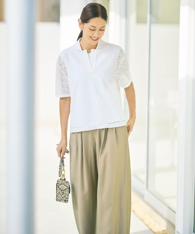 自由区 L 【SHIHOさん着用・ご好評アイテム・新色追加・セットアップ対応】エアリーツイルワイド パンツ ［新色］ライトベージュ