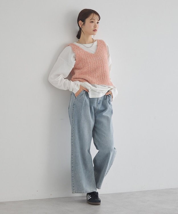 earth music&ecology ＭＩＸカラーブークレニットビスチェ Pink Orange