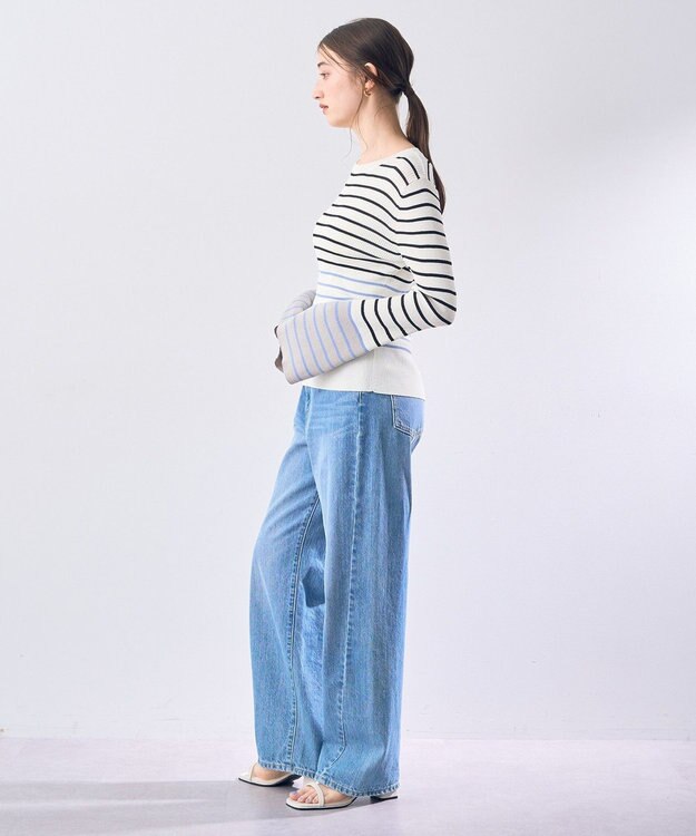 YECCA VECCA マルチボーダー柄ニット Ivory