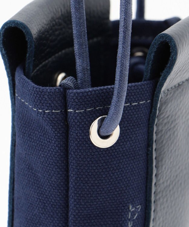 UNBILLION Otias 8号キャンバスシュリンクレザースマホショルダー ネイビー