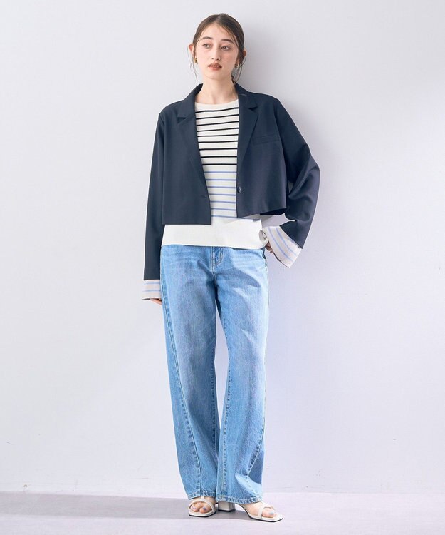 YECCA VECCA マルチボーダー柄ニット Ivory