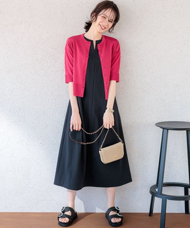 組曲 【先行予約】シアーニット5分袖 カーディガン チェリーローズ系