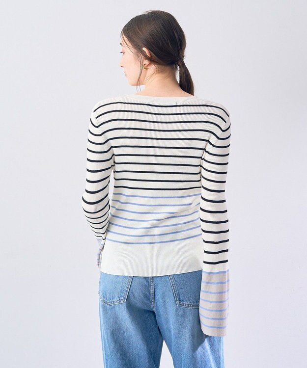 YECCA VECCA マルチボーダー柄ニット Ivory