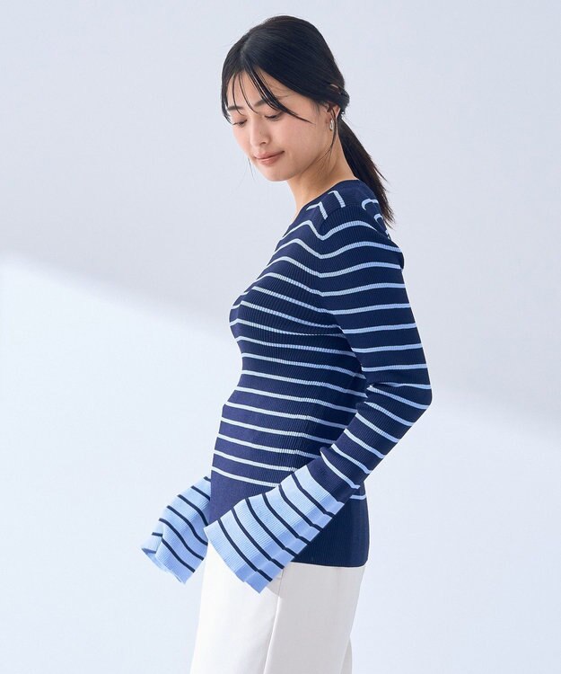 YECCA VECCA マルチボーダー柄ニット Navy
