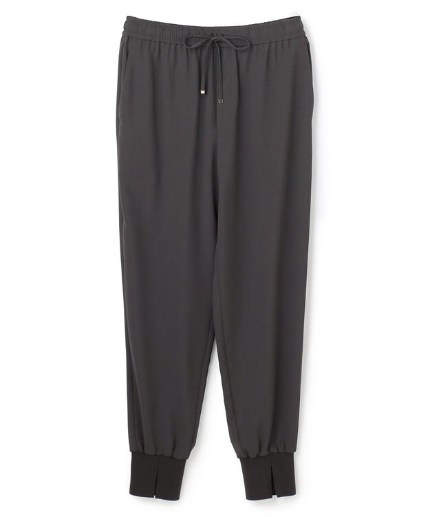 UNFILO L 【ウエストゴム】ライトジョーゼット ジョグパン チャコール