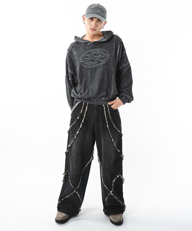 WEGO 【ユニセックス着用ITEM/MLサイズ展開】コールドダイスウィッチングプルパーカー スミクロ