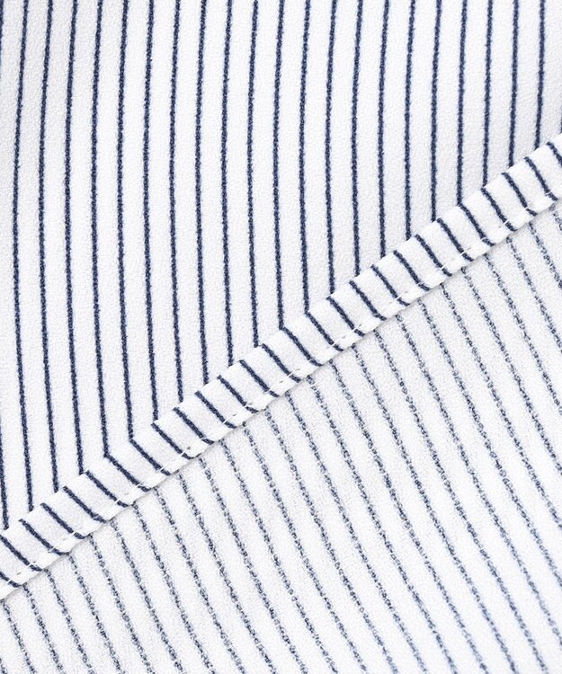 J.PRESS LADIES ソフトジョーゼット ストライプ プリント ブラウス ネイビーストライプ系