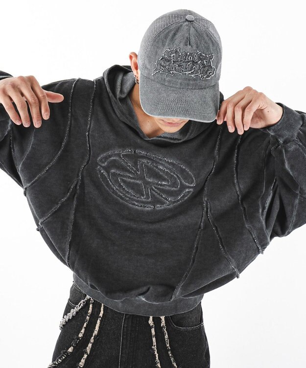 WEGO 【ユニセックス着用ITEM/MLサイズ展開】コールドダイスウィッチングプルパーカー スミクロ