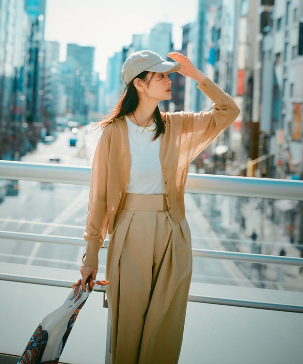 #Newans ２タックコクーンワイドパンツ ベージュ