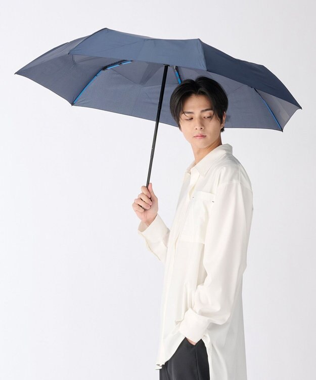 MOONBAT 【3秒でたためる傘/耐風】urawaza 無双(ウラワザ ムソウ)  折りたたみ傘 無地  58cm ディープブルー