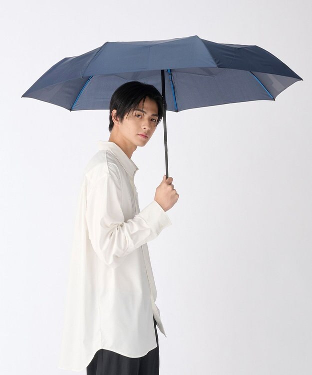 MOONBAT 【3秒でたためる傘/耐風】urawaza 無双(ウラワザ ムソウ)  折りたたみ傘 無地  58cm ディープブルー
