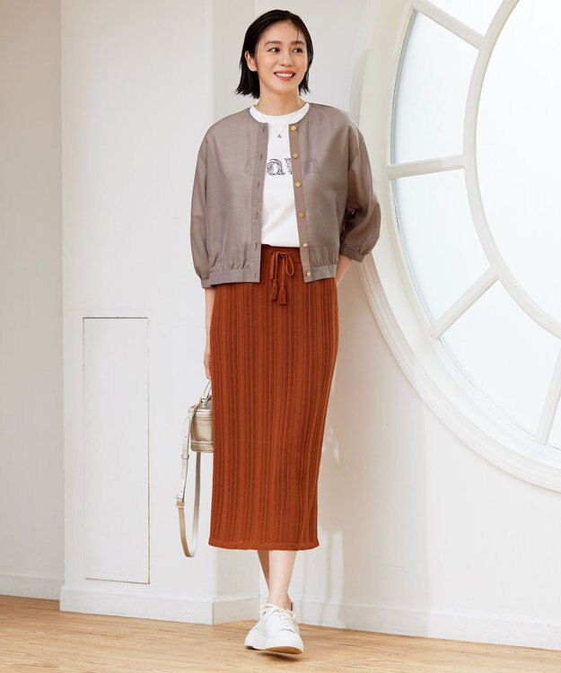 自由区 【カタログ掲載・接触冷感・洗える】ブライトシアーノーカラー ブルゾン セピア