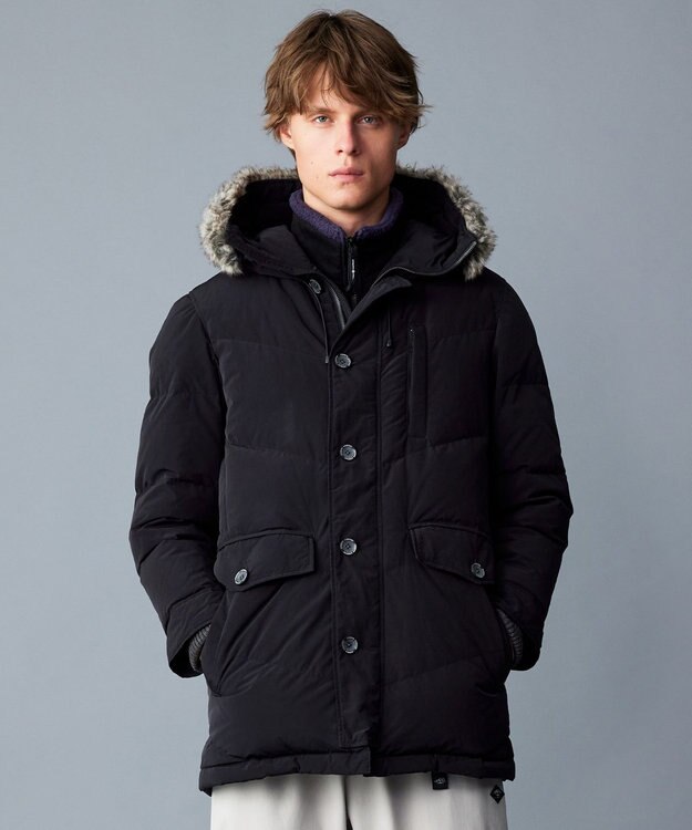 JOSEPH ABBOUD MOUNTAIN  【サスティナブル/ECO撥水/ECOファー/9ポケット/男女兼用】Pe/Nyピーチ ダウンコート ブラック系