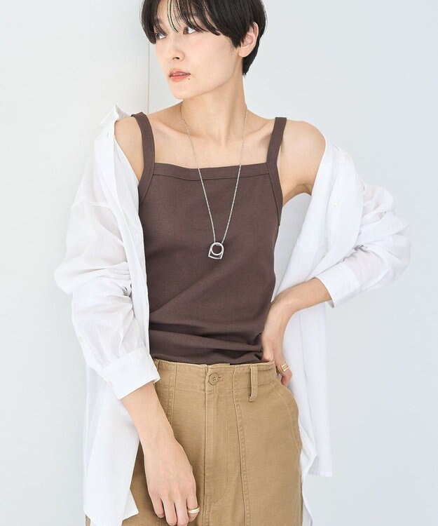 AMERICAN HOLIC 抗菌防臭テレコキャミソール Brown