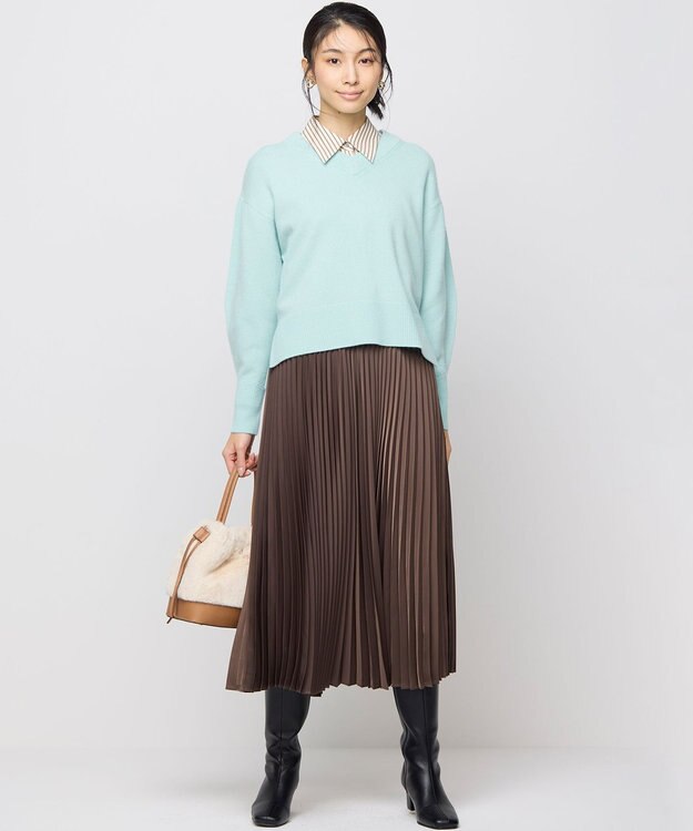 組曲 【8色展開・手洗い可】ウールカシミヤミックス Vネックニット 【WEB限定】サックスブルー系9