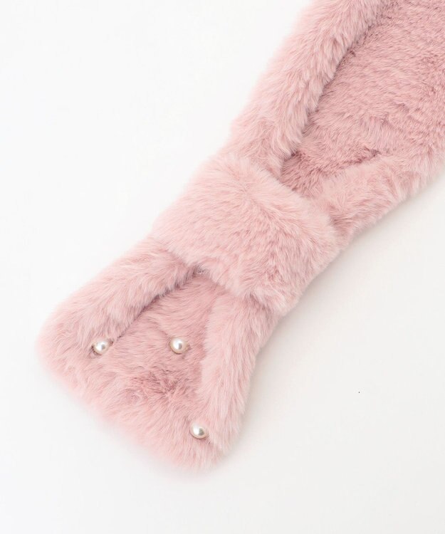 ANY KIDS パール×リボンファーマフラー ピンク