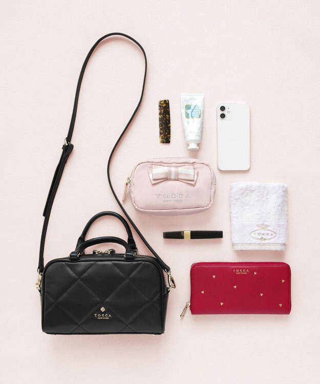 TOCCA 【美人百花掲載】OREILLER BAG ミニボストンバッグ ブラック系