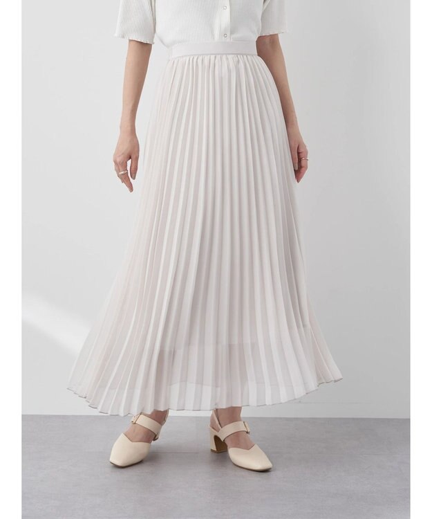 earth music&ecology すきな丈プリーツスカート Ivory