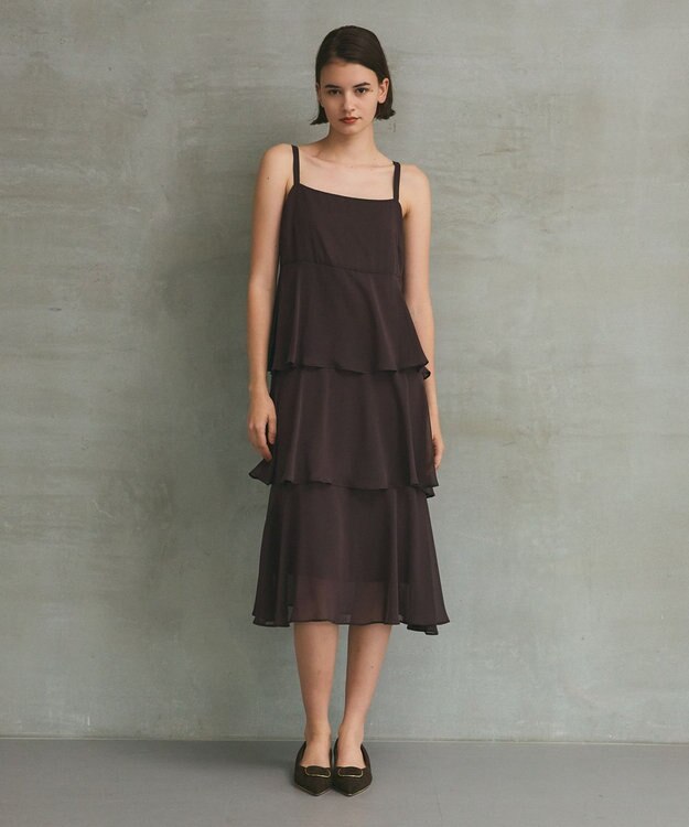 GRACE CONTINENTAL シフォンケープドレス ブラウン