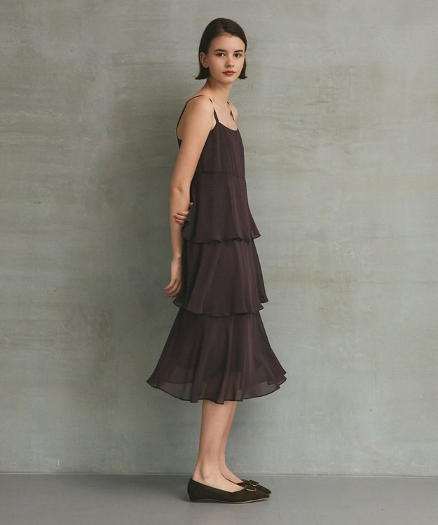 GRACE CONTINENTAL シフォンケープドレス ブラウン