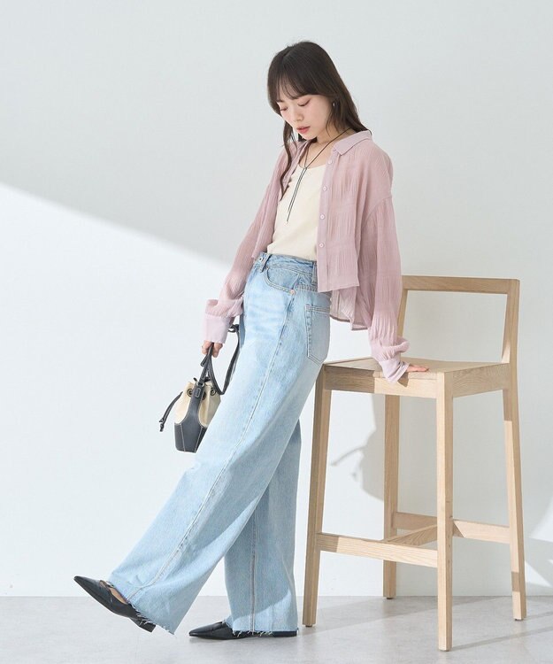 earth music&ecology マジョリカプリーツショートシャツ Pink