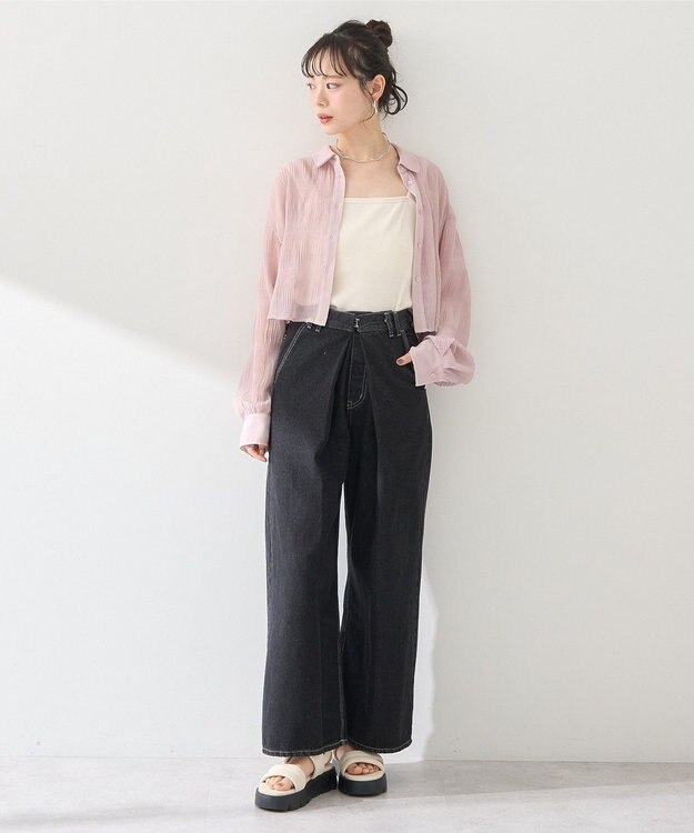 earth music&ecology マジョリカプリーツショートシャツ Pink