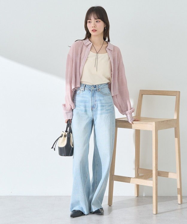 earth music&ecology マジョリカプリーツショートシャツ Pink