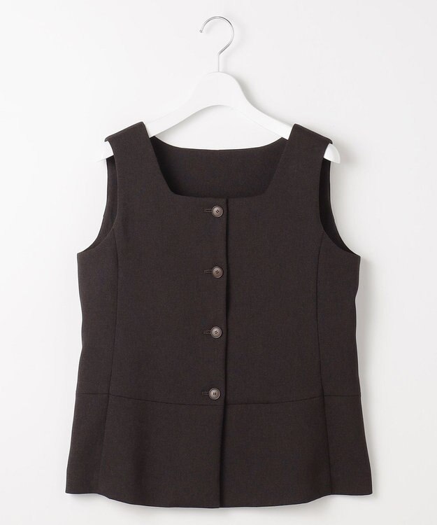 自由区 【セットアップ対応】リネンライクシンセティックノースリーブ ブラウス ダークブラウン