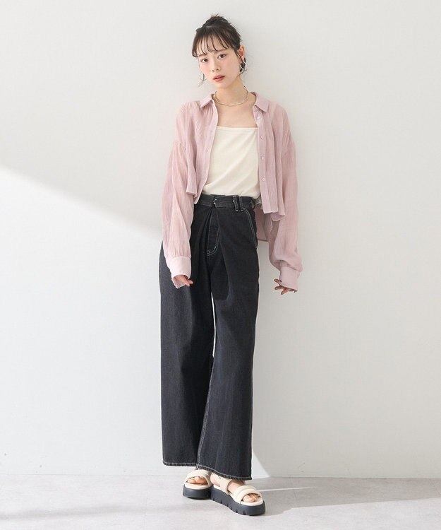 earth music&ecology マジョリカプリーツショートシャツ Pink