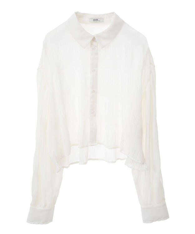 earth music&ecology マジョリカプリーツショートシャツ Ivory