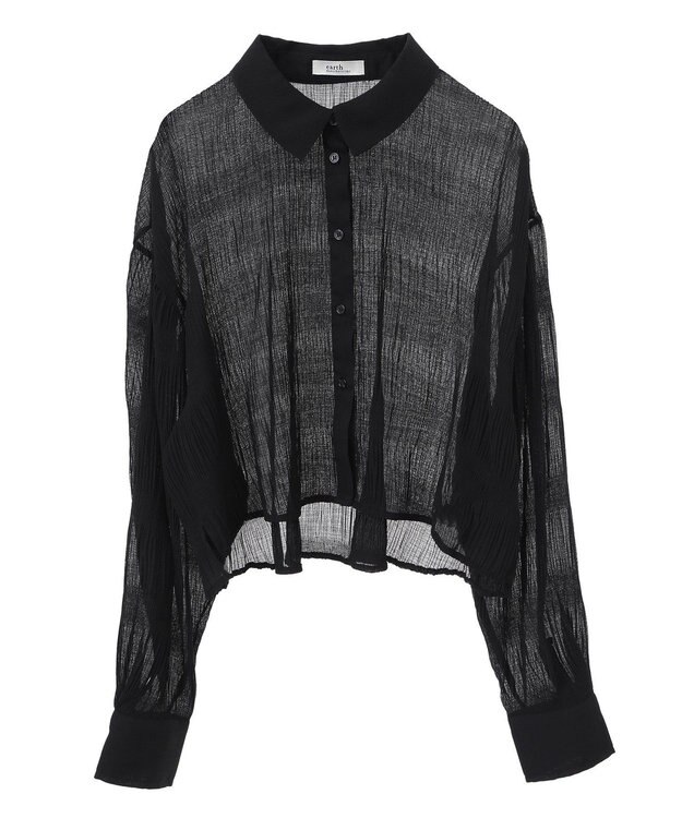 earth music&ecology マジョリカプリーツショートシャツ Black