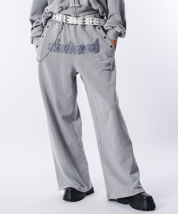 WEGO 【ウエストゴム/ユニセックス着用ITEM】ブリーチハトメスウェットパンツ グレー