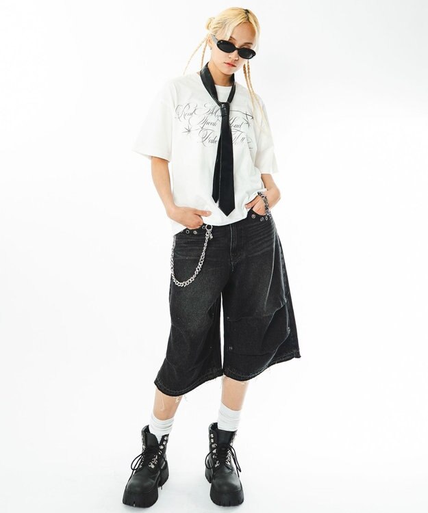WEGO 【ユニセックス着用ITEM/MLサイズ展開】クロップドグラフィックT（SS） ホワイト