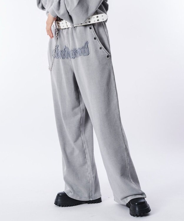 WEGO 【ウエストゴム/ユニセックス着用ITEM】ブリーチハトメスウェットパンツ グレー