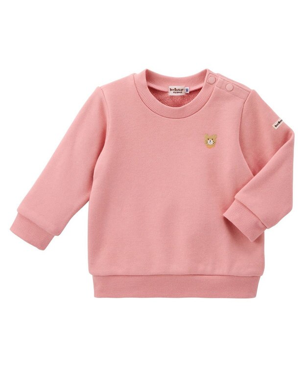 MIKI HOUSE HOT BISCUITS 【70-120cm】【Everyday Series】ワンポイント くすみカラー裏毛パイルトレーナー サーモンピンク