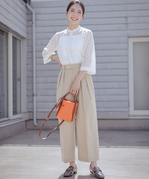 組曲 S スーパーライトストレッチ ワイドパンツ ベージュ系