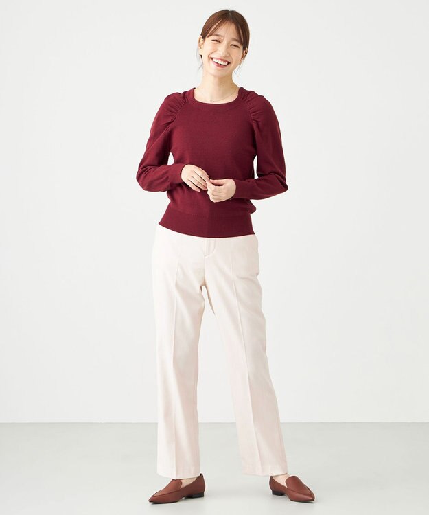 SHARE PARK LADIES ギャザースリーブプルオーバー ボルドー