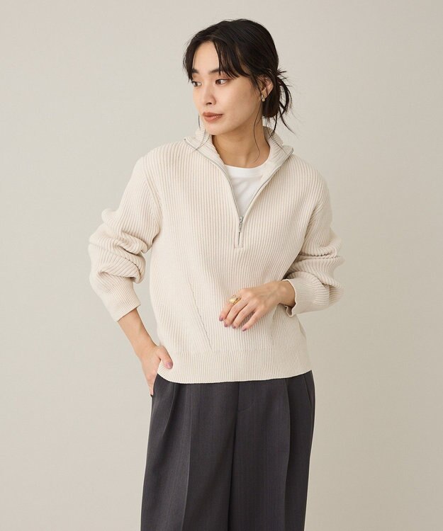CRAFT STANDARD BOUTIQUE ミニモールハーフジップニットプルオーバー Off White