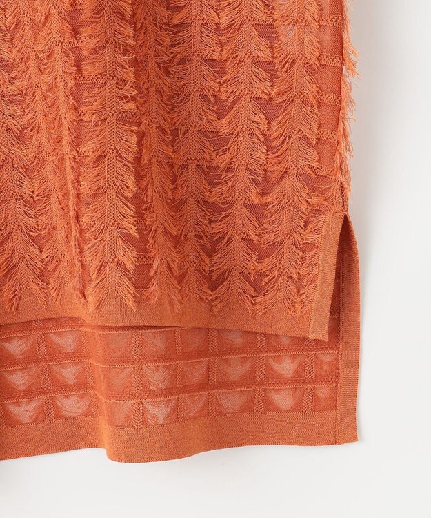 自由区 S 【セットアップ対応・洗える】シアーカットジャカード ニット グラムレッド