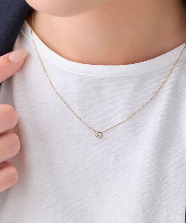 Phoebe 【金属アレルギー対応】シャインベゼルセッティングネックレス　ゴールド ゴールド