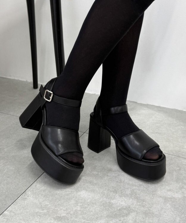 WEGO ヒールデザインサンダル ブラック