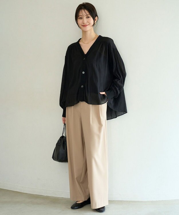 UNFILO シアーシャツ カーディガン ブラック