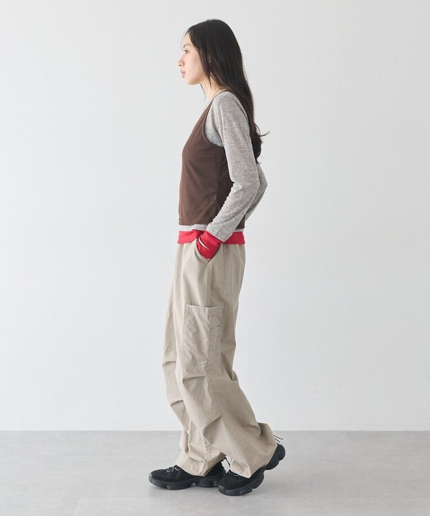earth music&ecology SET2点ハイショクシアータンクトップ+ロンT Brown