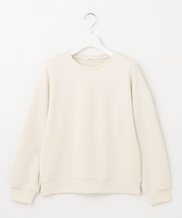 Feroux 【洗える】袖フリルダンボール プルオーバー アイボリー系