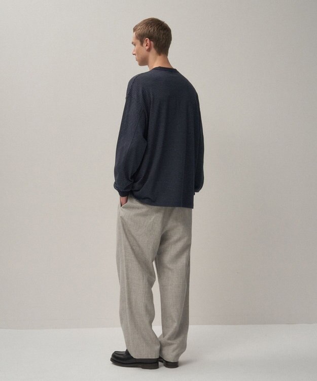ATON LINEN WOOL TWILL | ルーズフィットパンツ - UNISEX LIGHT GRAY
