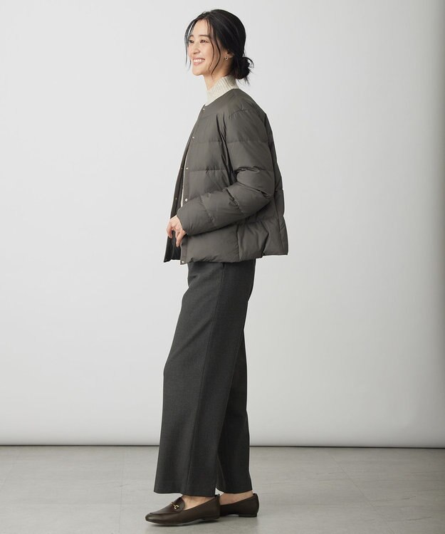 J.PRESS LADIES 【洗える】ライトダウン ノーカラー ジャケット モカグレー系