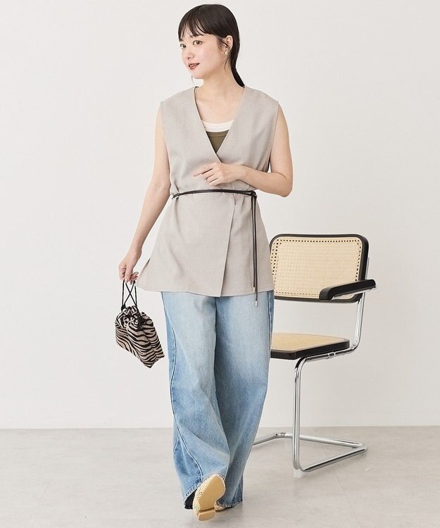 AMERICAN HOLIC 【先行予約】ベルト付きジレ Gray Beige