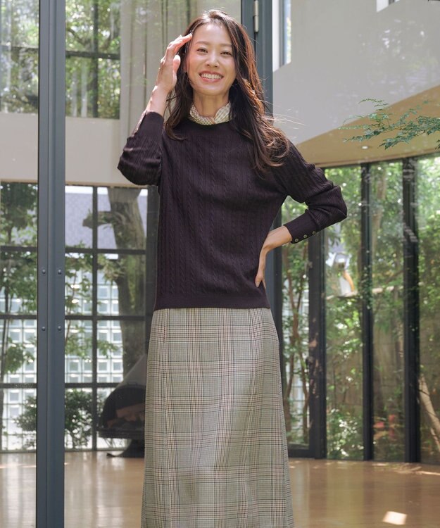 J.PRESS LADIES houndstooth スクエア スカーフ ブラウン系