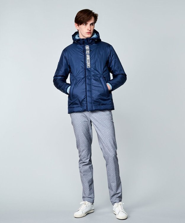 23区GOLF 機能中綿採用【MEN】【撥水】ナイロンタフタ フーテッド ブルゾン ネイビー系