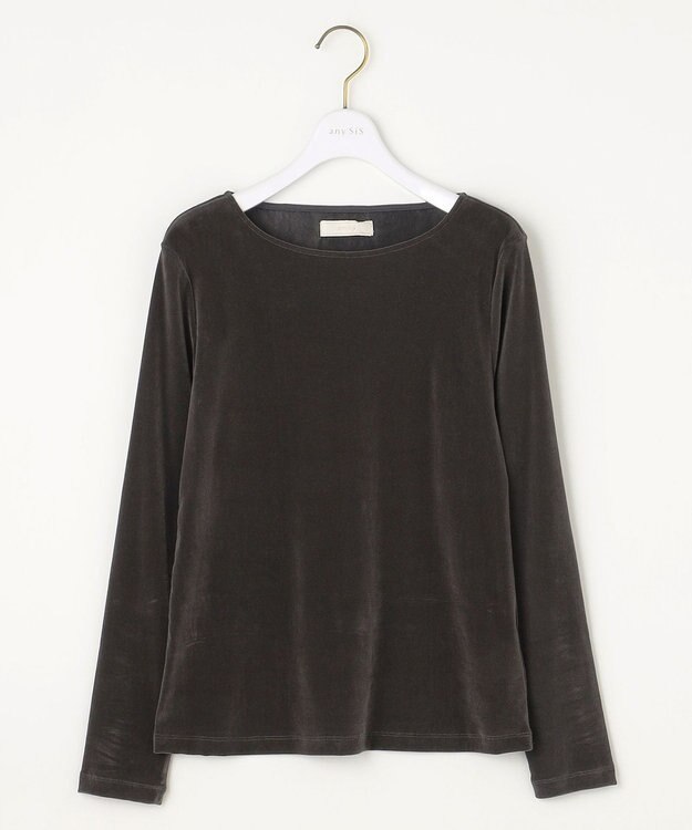 ANY SIS S 【洗える】チュールベロア プルオーバー チャコール